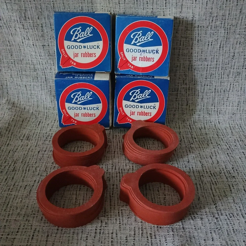 Vintage Ball Good Luck Jar Rubbers 4 Boxes Regular Mouth Red Canning Rings USA